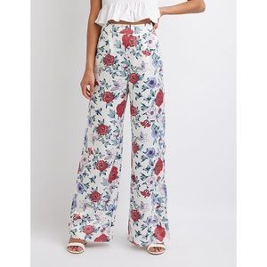 Floral wide leg pants
